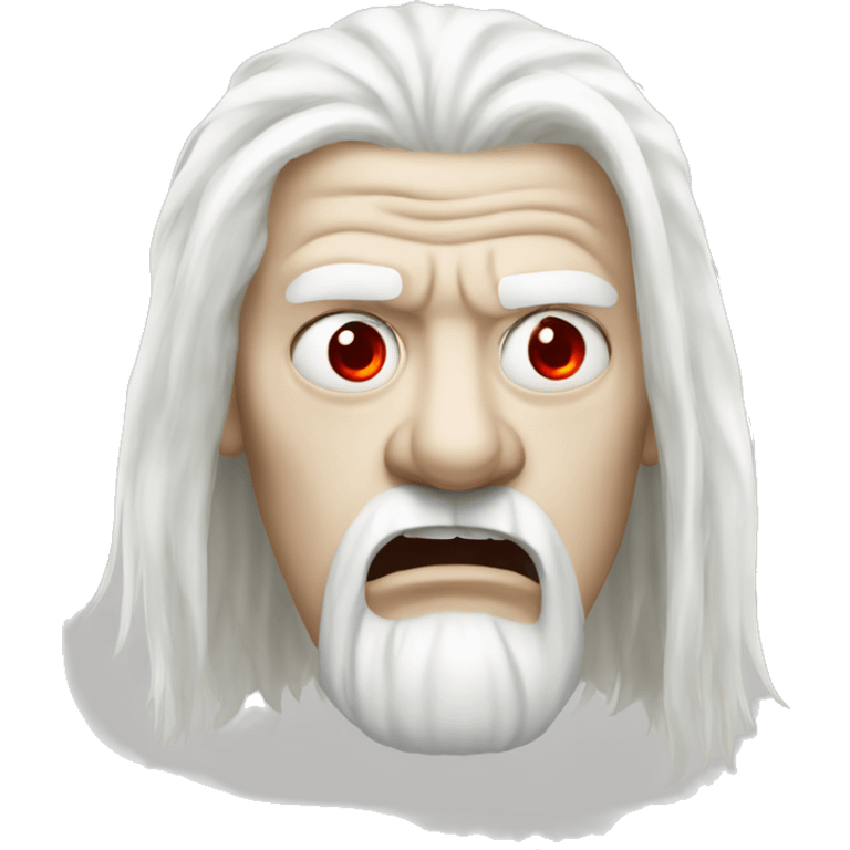 angry aristocratic albino with long white hair one red eye  emoji