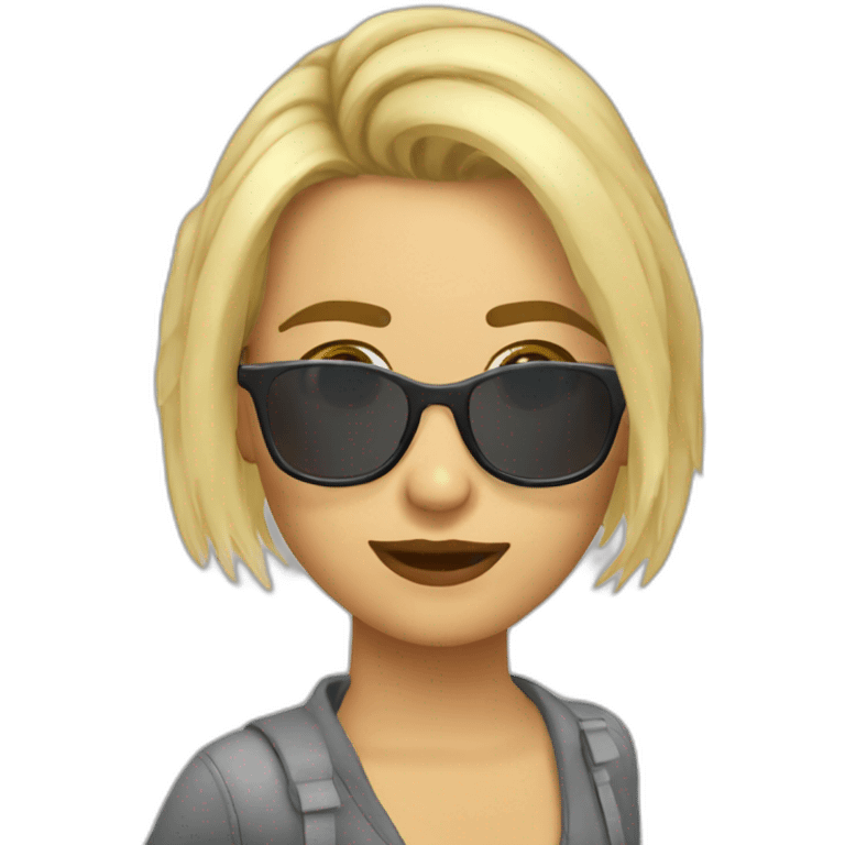 Chica rubia pelo cortometraje gafas emoji