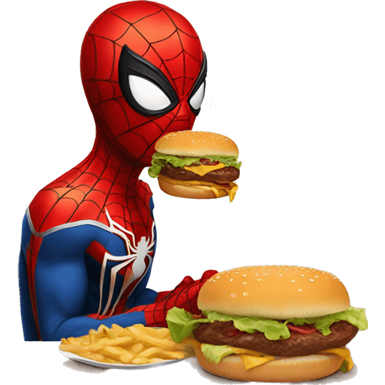 Spider-Man eating hamburger emoji