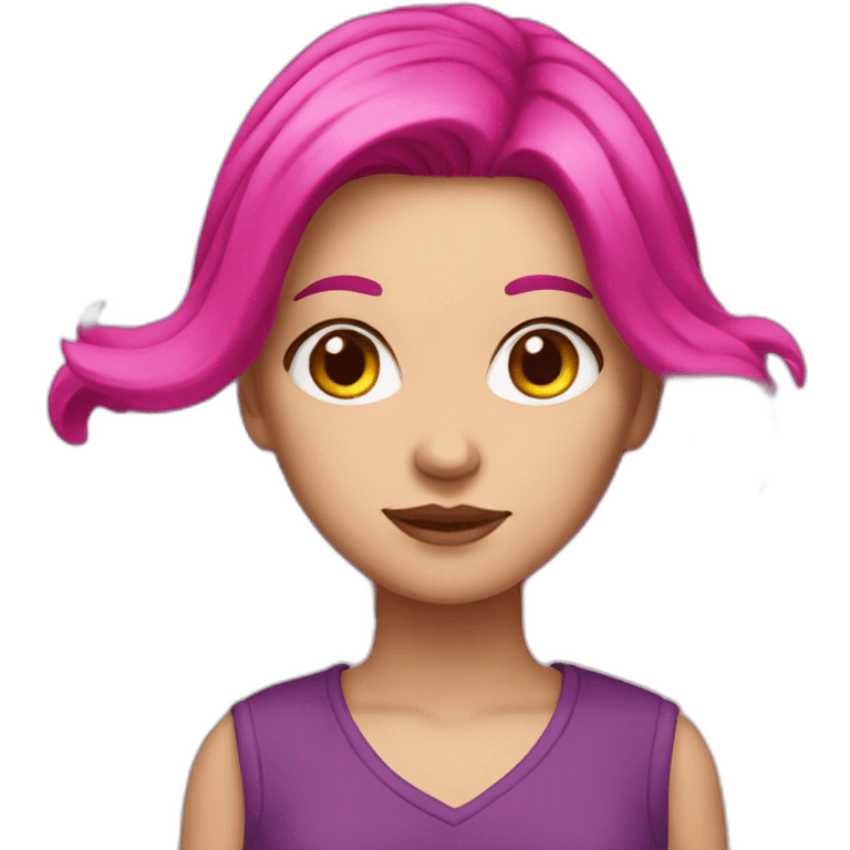 White girl with a magenta hair emoji