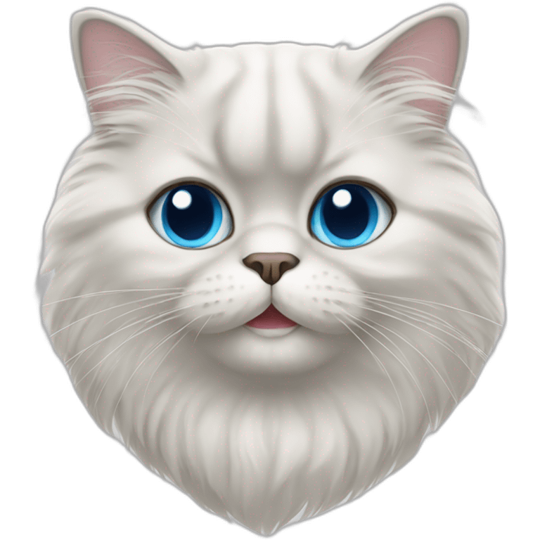 persian cat smiling face with white hair and blue eyes emoji