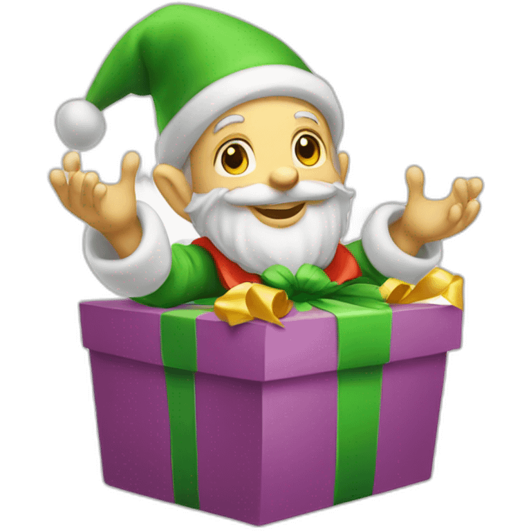 Lutin qui embale des cadeaux emoji