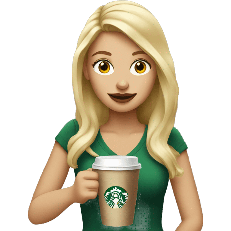 blonde girl drinking starbucks emoji