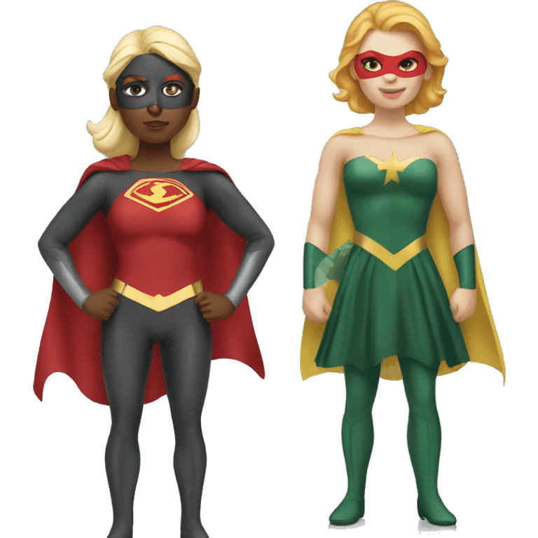 Superhero Duo Caucasian redhead female and  blonde female emoji