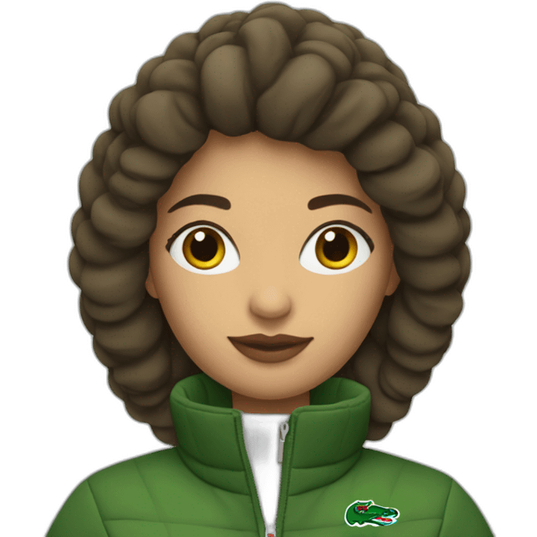 latina woman using Lacoste puffer jacket emoji