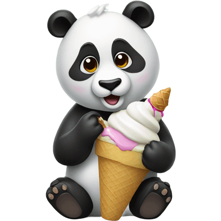 Panda eating ice cream emoji