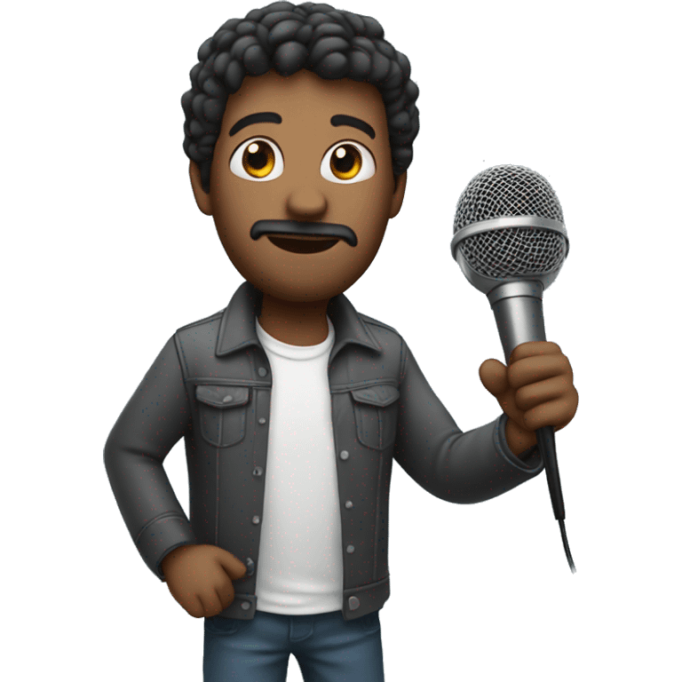 The sound engineer holds a microphone in his hands emoji