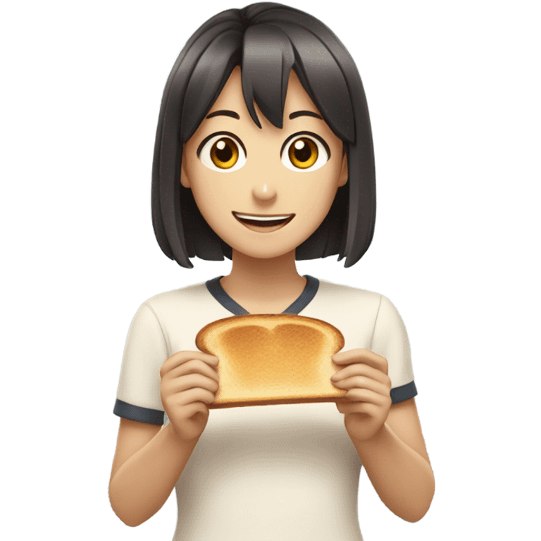 Anime girl with toast emoji