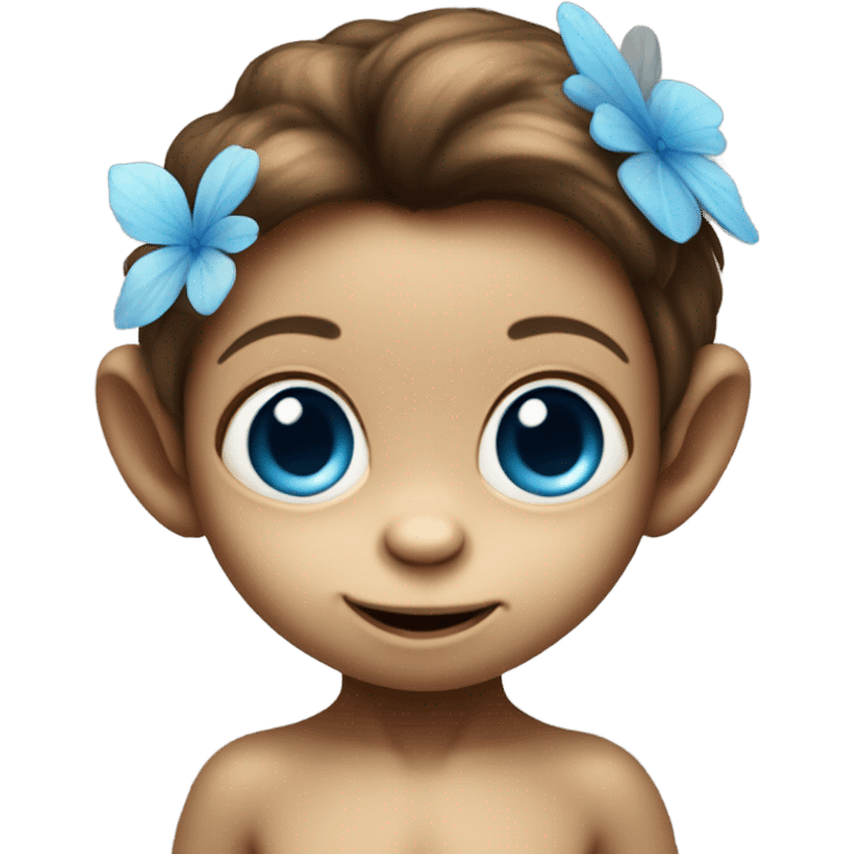 tiny fairy bird monkey with Blue eyes baby girl emoji