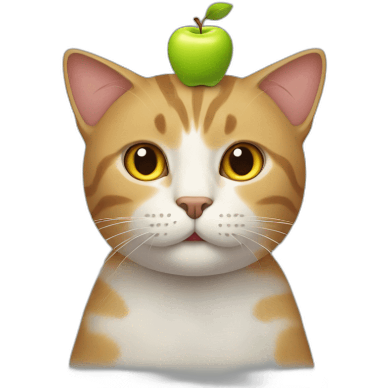 cat holding an apple in his head emoji