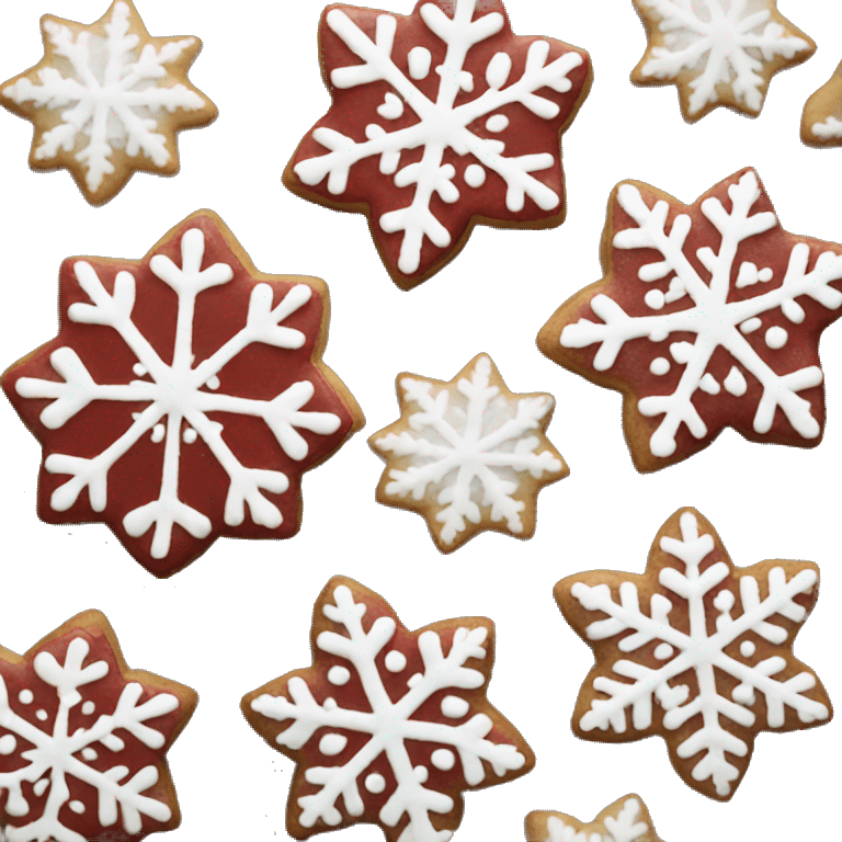 dark red and white snowflake Christmas cookies emoji