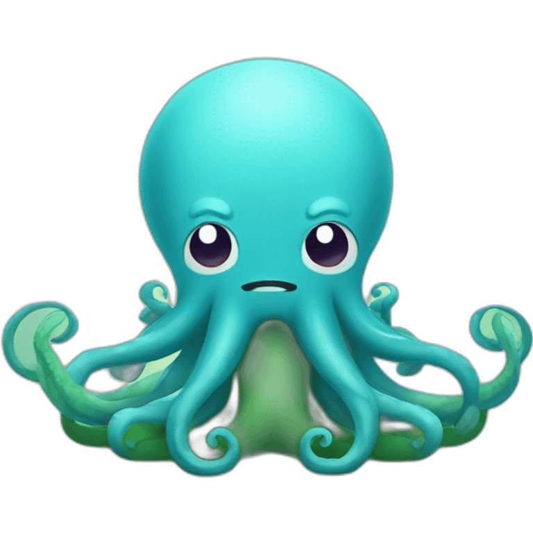 cute kraken cute face doing yoga emoji