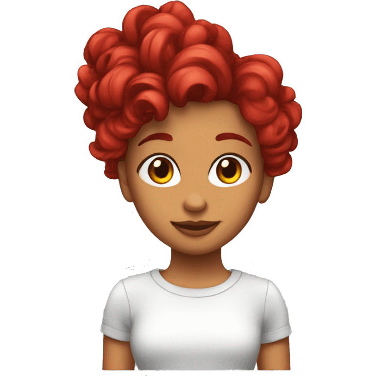 Chica pelo rojo corto con copete emoji