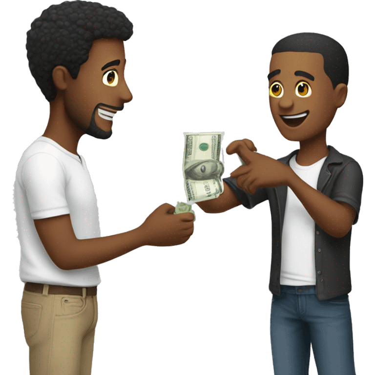 Guy giving a money for a guy emoji