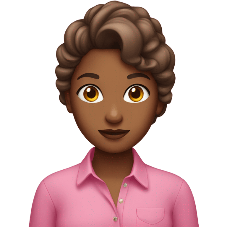 brown skin girl wit pink shirt and a hair bo emoji