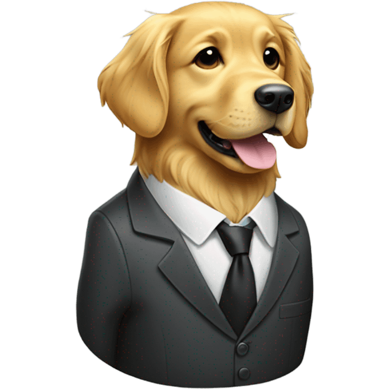 Golden retriever wearing suit standing up emoji