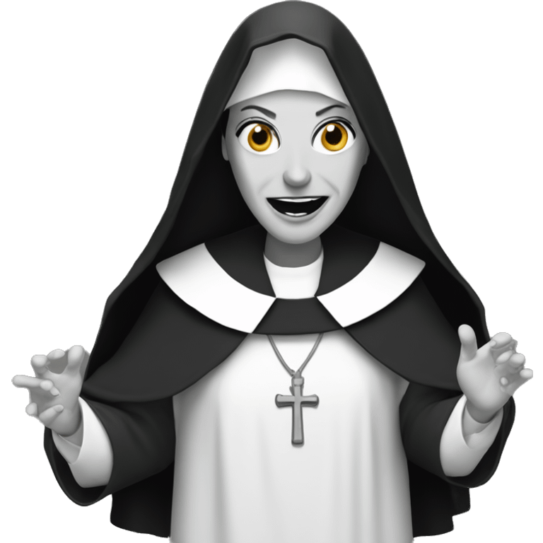 evil nun in black and white emoji