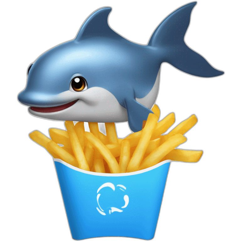 Un dauphin qui mange des frites emoji