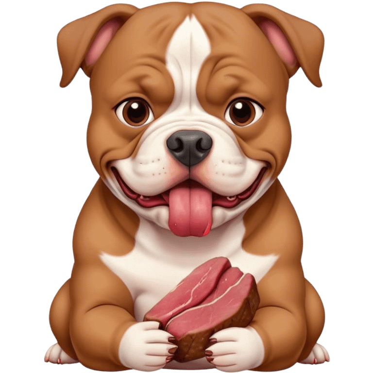 American bully eats meat emoji