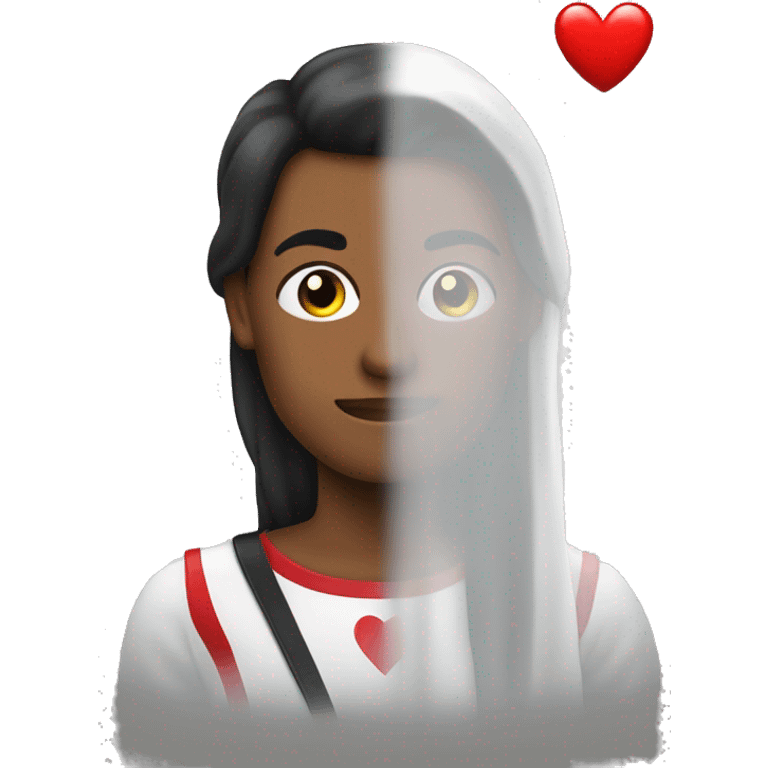 Corazón dividido a la mitad una parte blanca y la otra negra emoji