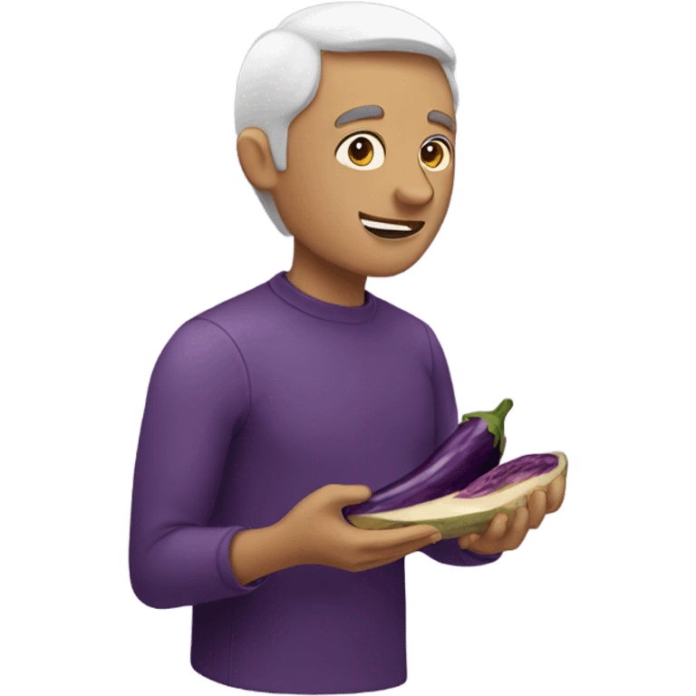 Man eating egg plant emoji