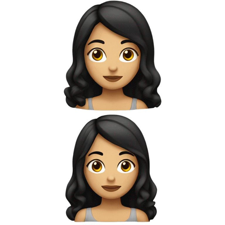 Venezuelan girl with black hair, curly on one side and straight on the other side emoji