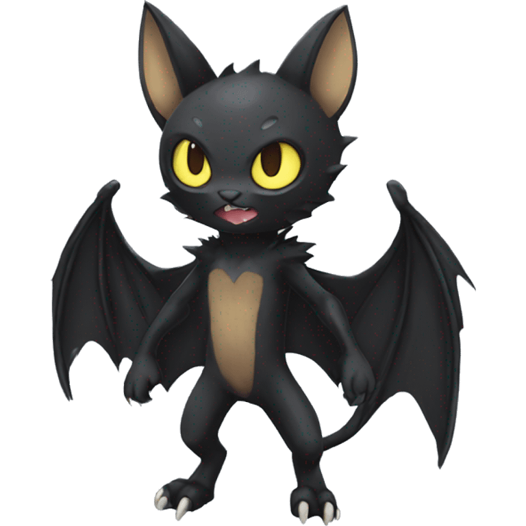 Black edgy bat-cat-Fakemon full-body emoji