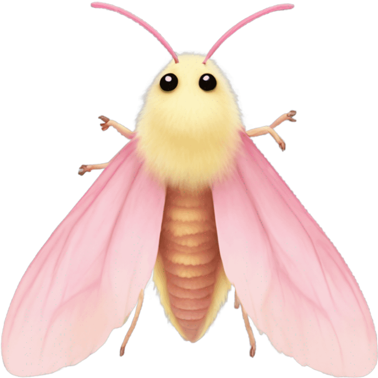 Fluffy pretty Rosy maple moth no mouth emoji