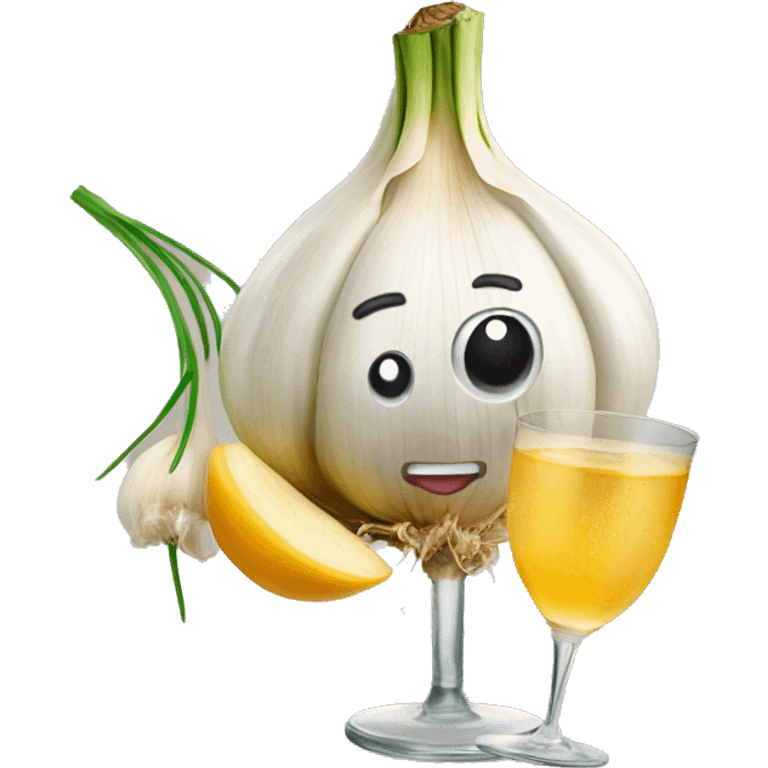 garlic with a cocktail emoji