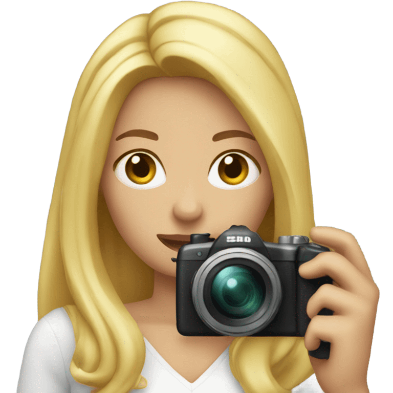 Woman taking photography with blond long hair emoji