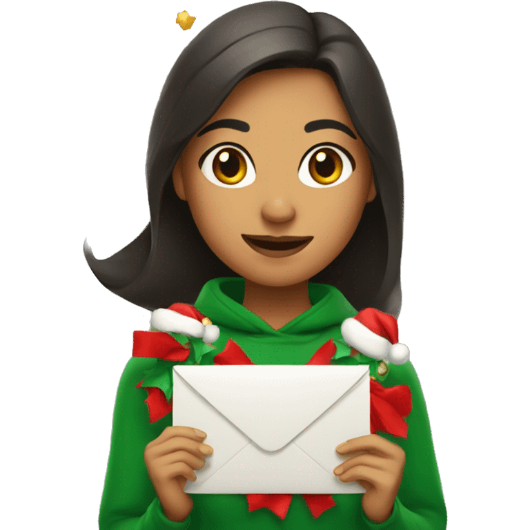 Mexican girl with Christmas mail emoji