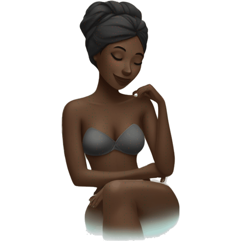 dark skin woman relaxing in a spa emoji