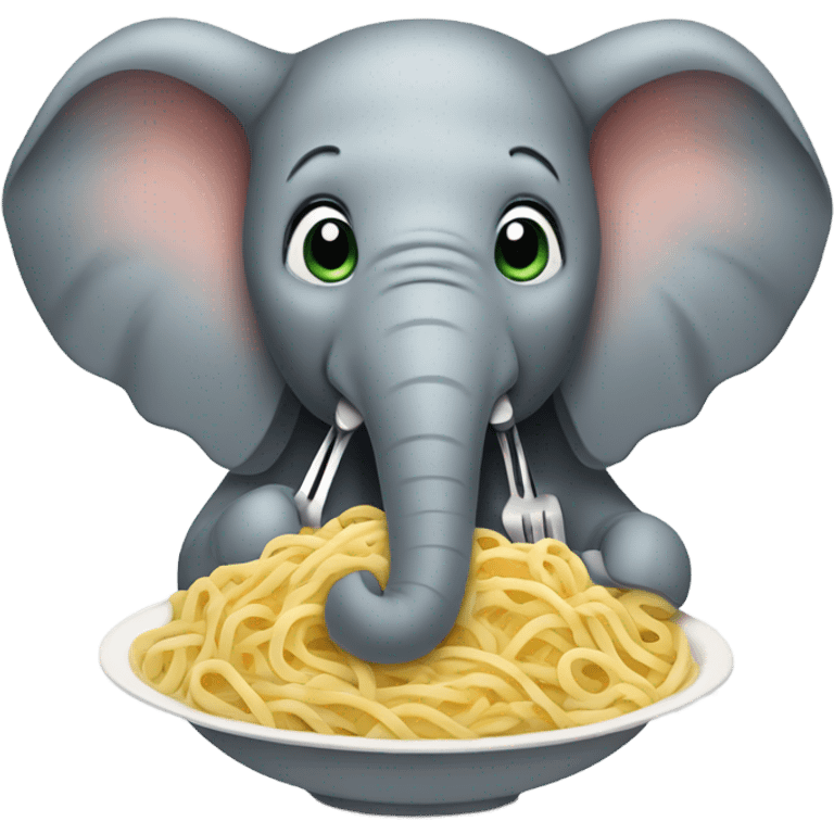 Elephant eating pasta emoji