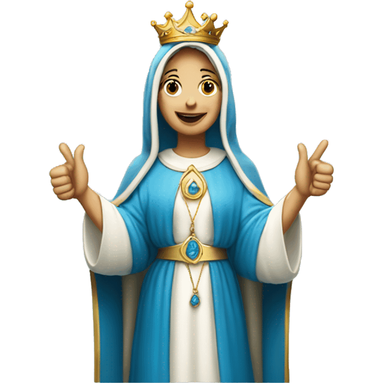 virgin mary thumbs up blue veil with crown emoji