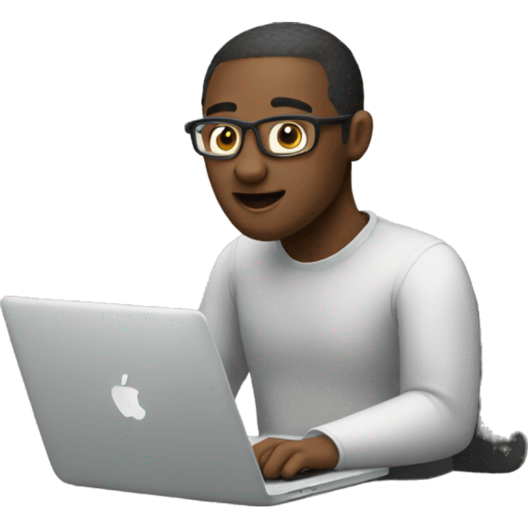 A man with a macbook, coding emoji