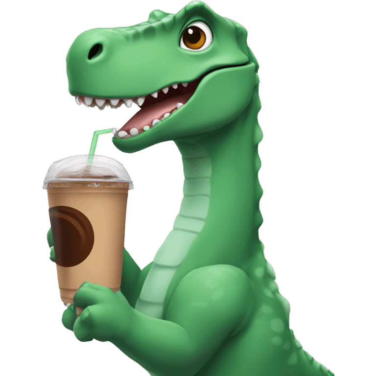 Dinosaur holding ice coffee  emoji