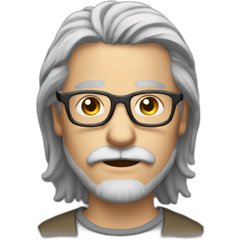 man long grey hair with glasses beard and moustache emoji