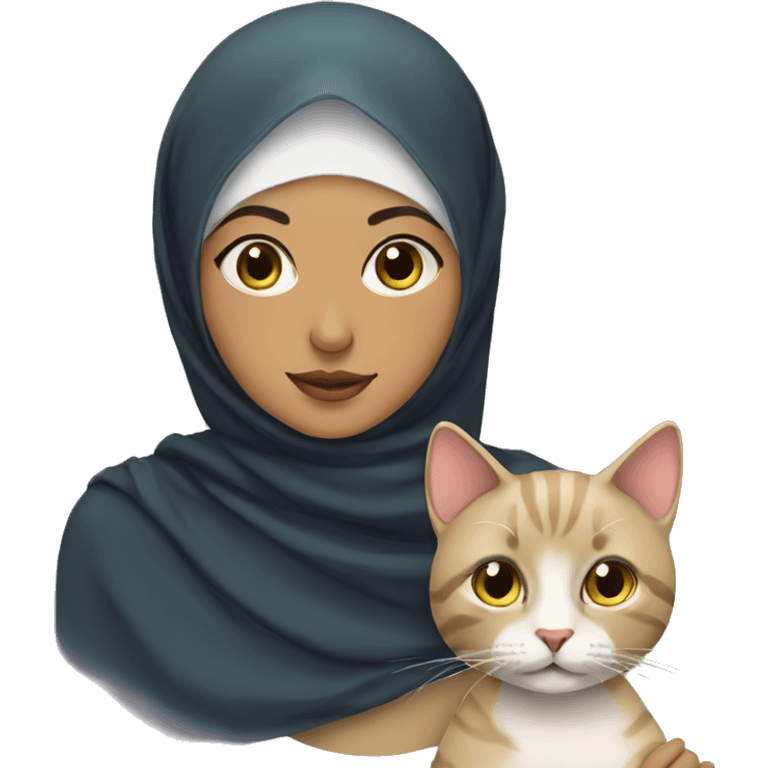 hijab girl with cat emoji