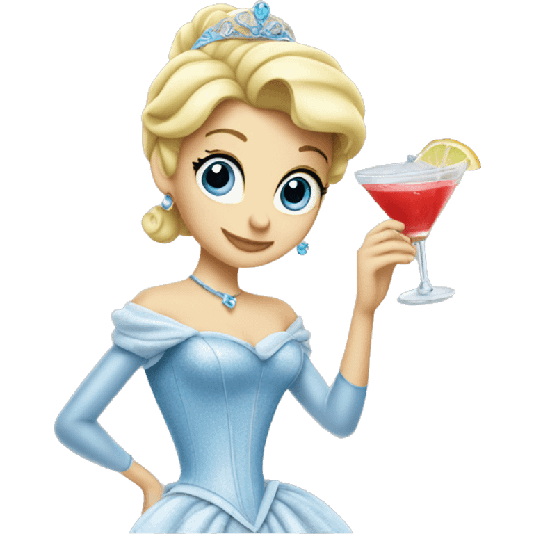 Cinderella drinking a cocktail emoji