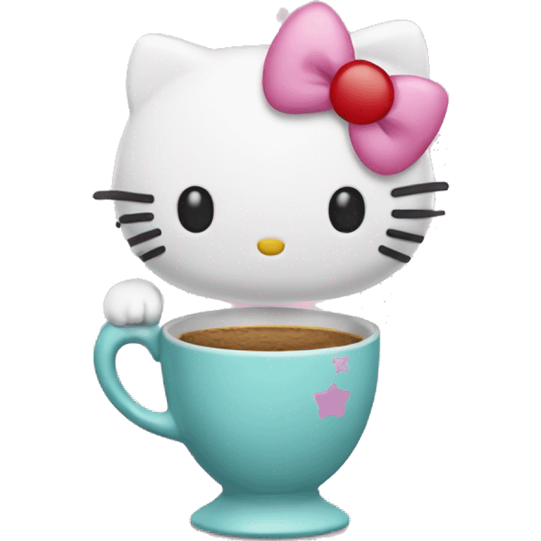 Hello kitty hold a cup  emoji