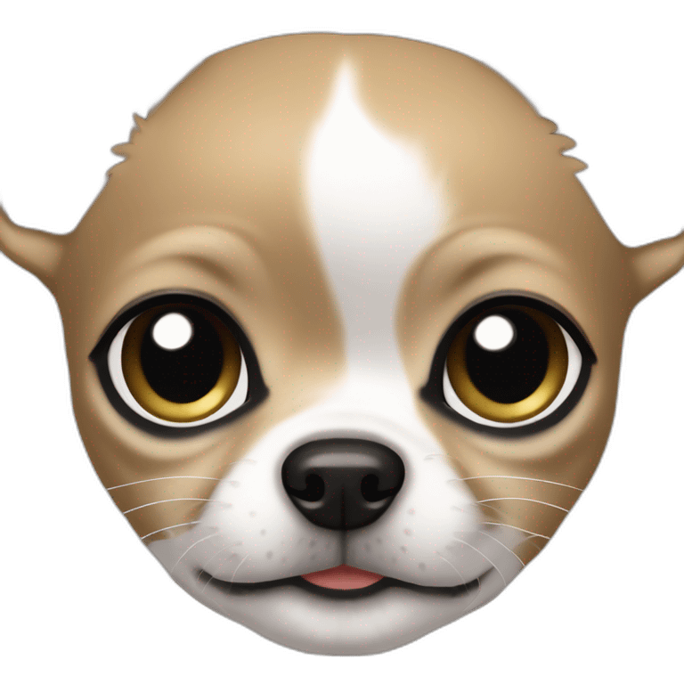 girly chihuahua colour khaki with a white line in her head and her pupil is full black and white emoji