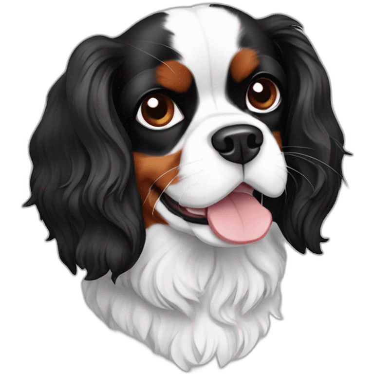 Cavalier king charles spaniel black and white emoji