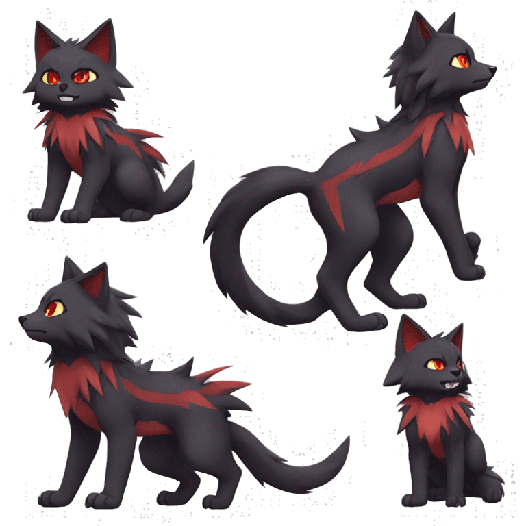  Kawaii Edgy Cool Beautiful Poochyena-Torracat-Litten-Zorua-Zoroark full body emoji