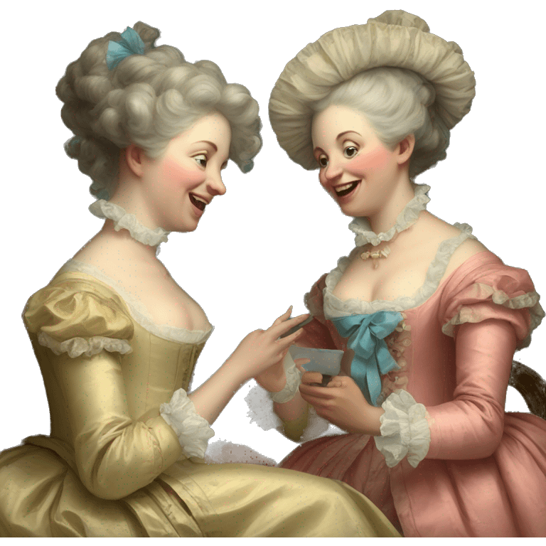 Painting of two rococo women chatting emoji