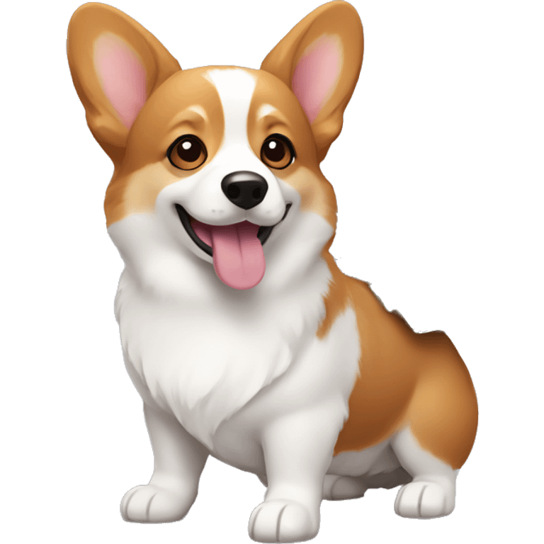 tricolor corgi with purchases emoji