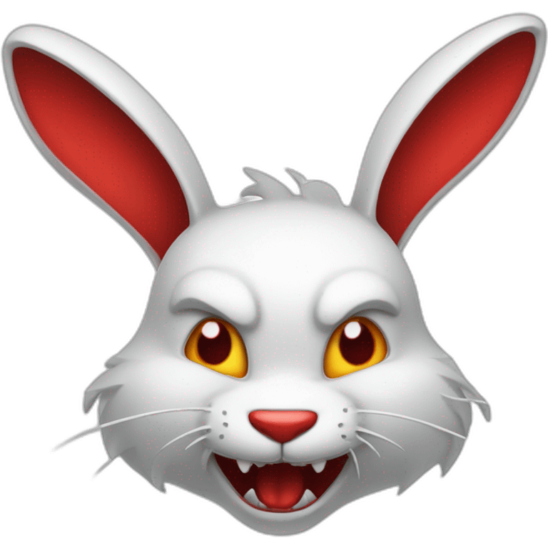 evil white rabbit with sharp fangs with red around mouth emoji