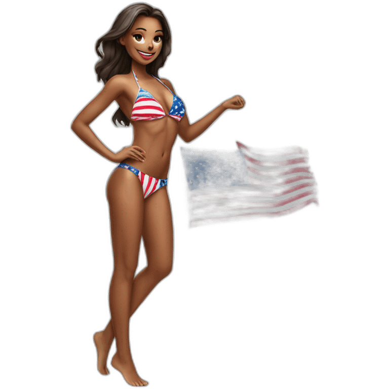 Sexy pose - woman wearing only American flag bikini poster emoji