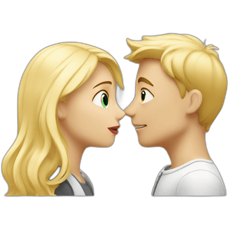 a blonde girl kissing blond europeen boy emoji