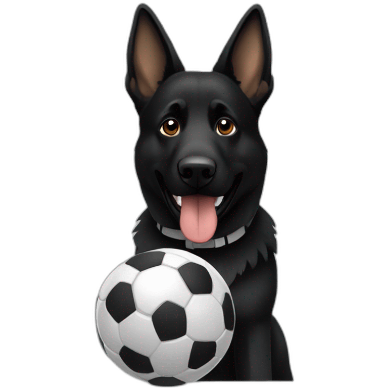 Black German shepherd playing football emoji