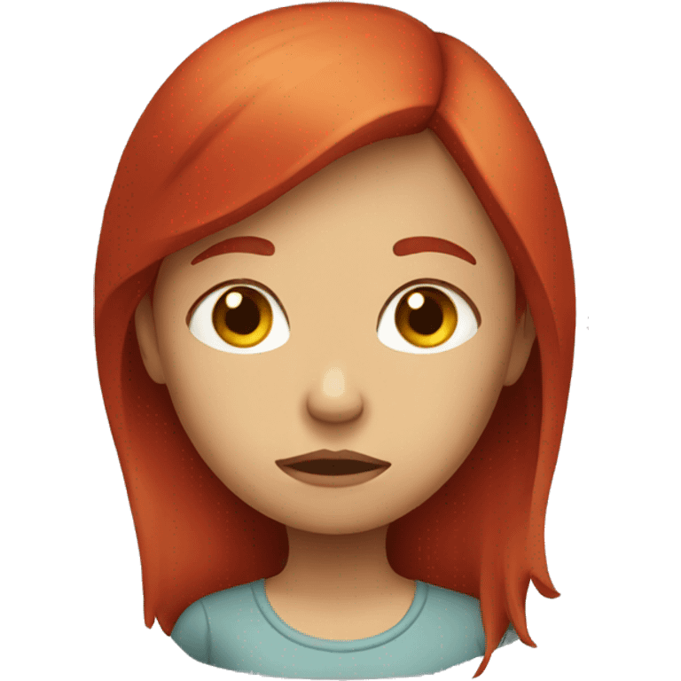 Girl with red hair and sad face  emoji